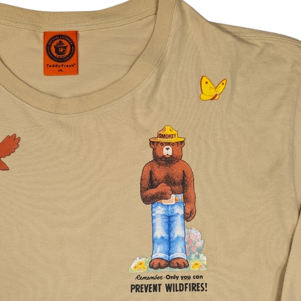SALE!!  Teddy Fresh X Smokey Bear 2XL cotton, long sleeve T-shirt w/ critters. - Picture 3 of 15